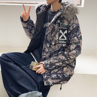 棉衣實拍迷彩男款男士棉衣男女中長款棉衣加厚潮韓版外套棉衣