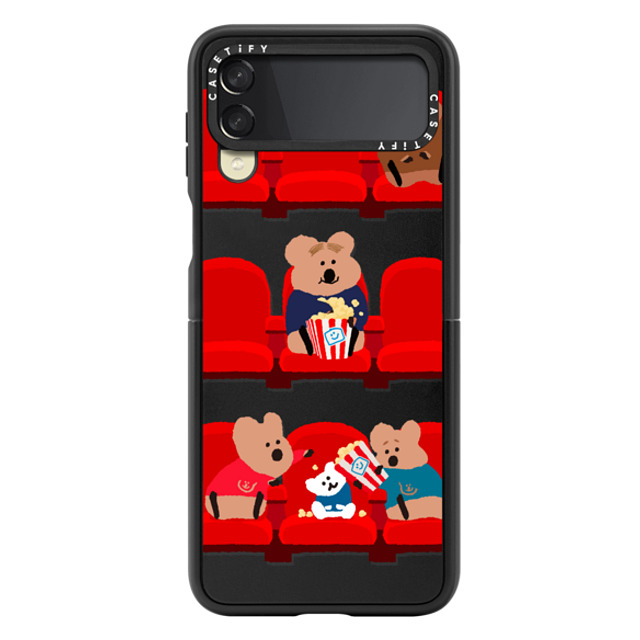 Dinotaeng x CASETiFY Galaxy Z Flip3 Case Matte Black Impact Hinge Case Popcorn Please!
