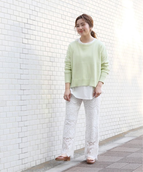 淡綠雪酪色棉質春夏針織衣