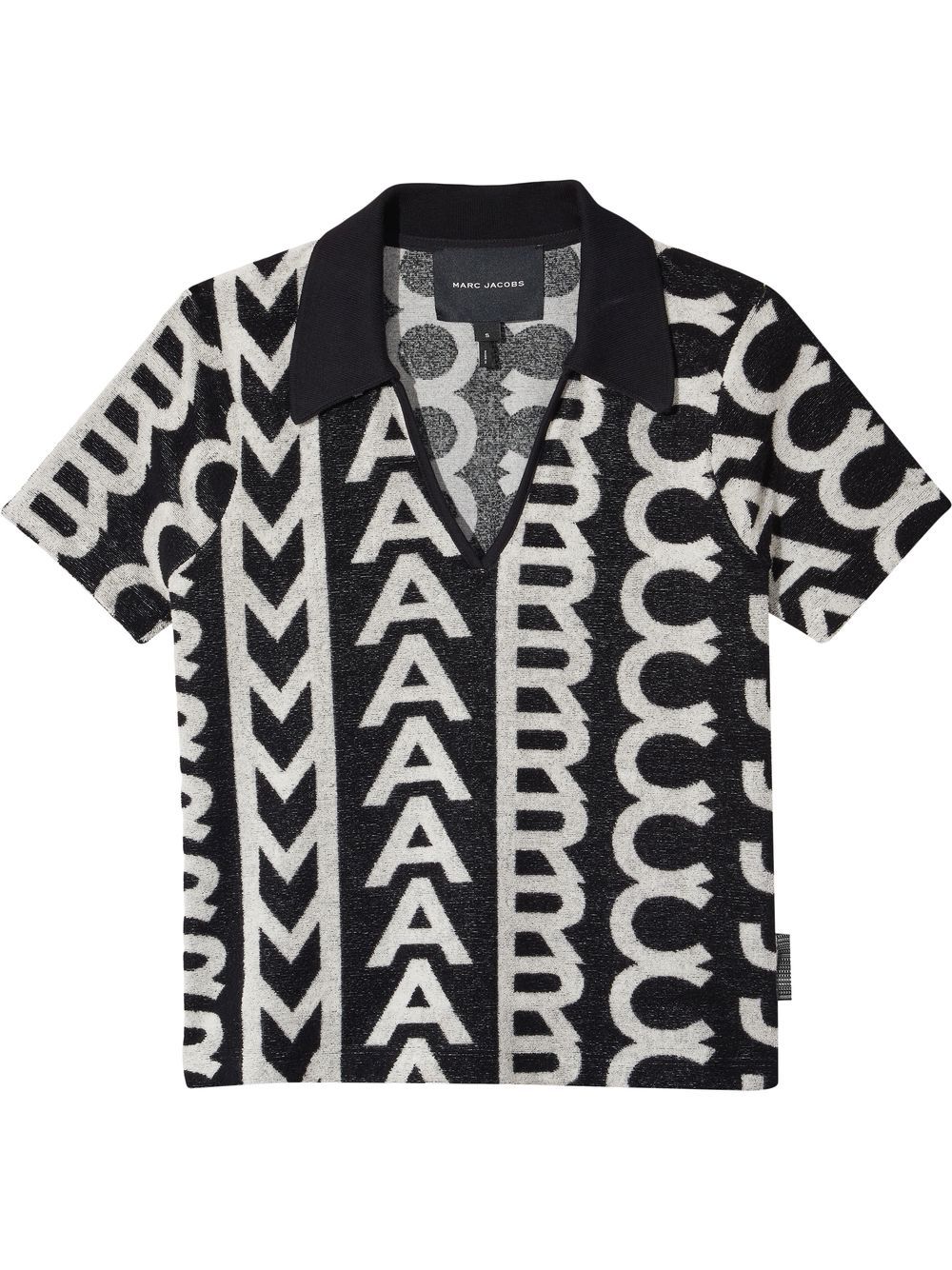 Marc Jacobs - monogram-print Terry polo shirt - women - Cotton/Polyester - XS - Black