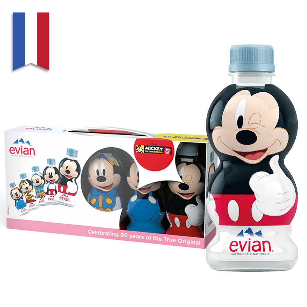 法國evian依雲天然礦泉水米奇90週年限量造型瓶310ml 5入禮盒【台灣官方Evian】