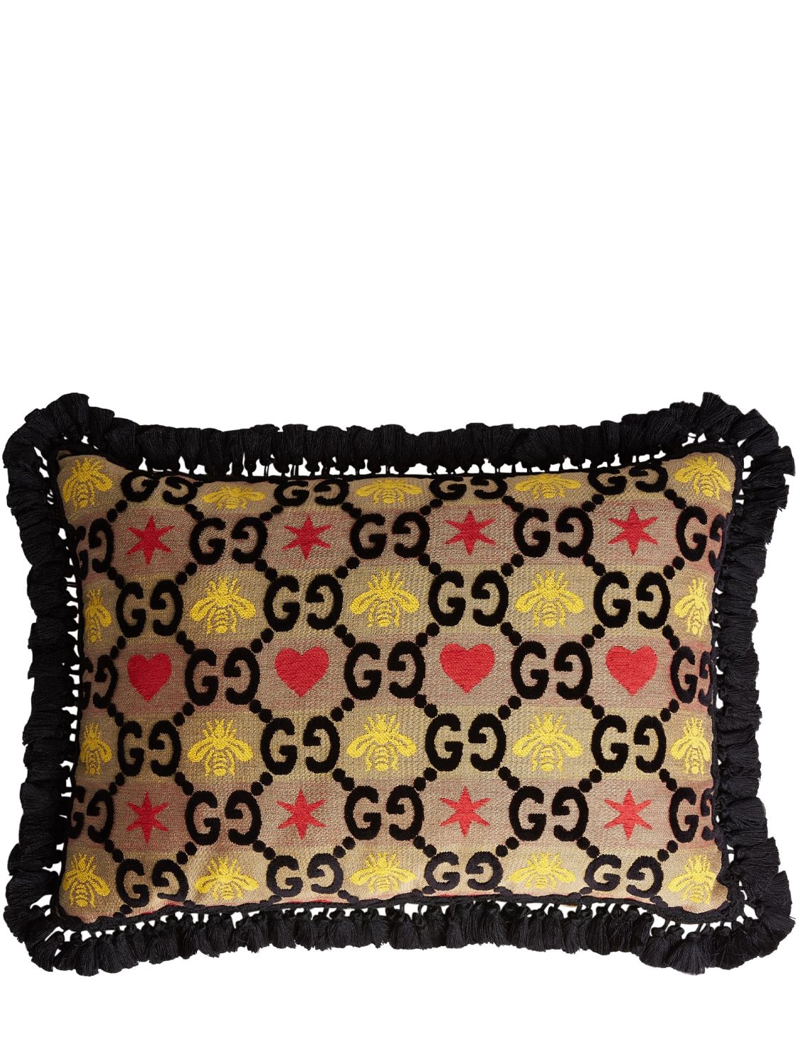 Gg Heart & Bee Jacquard Cushion