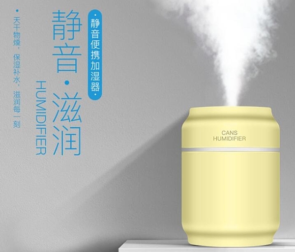 迷你USB加濕器便攜式靜音家用臥室車載噴霧空氣補水空調易拉罐抖音創意禮品QM 向日葵