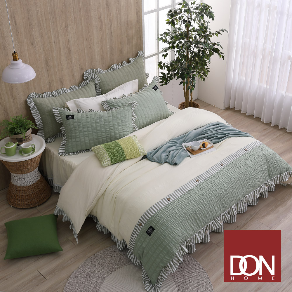 (雙人/加大) / 萊姆黃 / 香氛舒眠泡泡紗兩用被床罩四件組 / DON