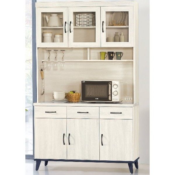 櫥櫃 餐櫃 AT-593-5 鋼刷白4尺碗碟櫃【大眾家居舘】