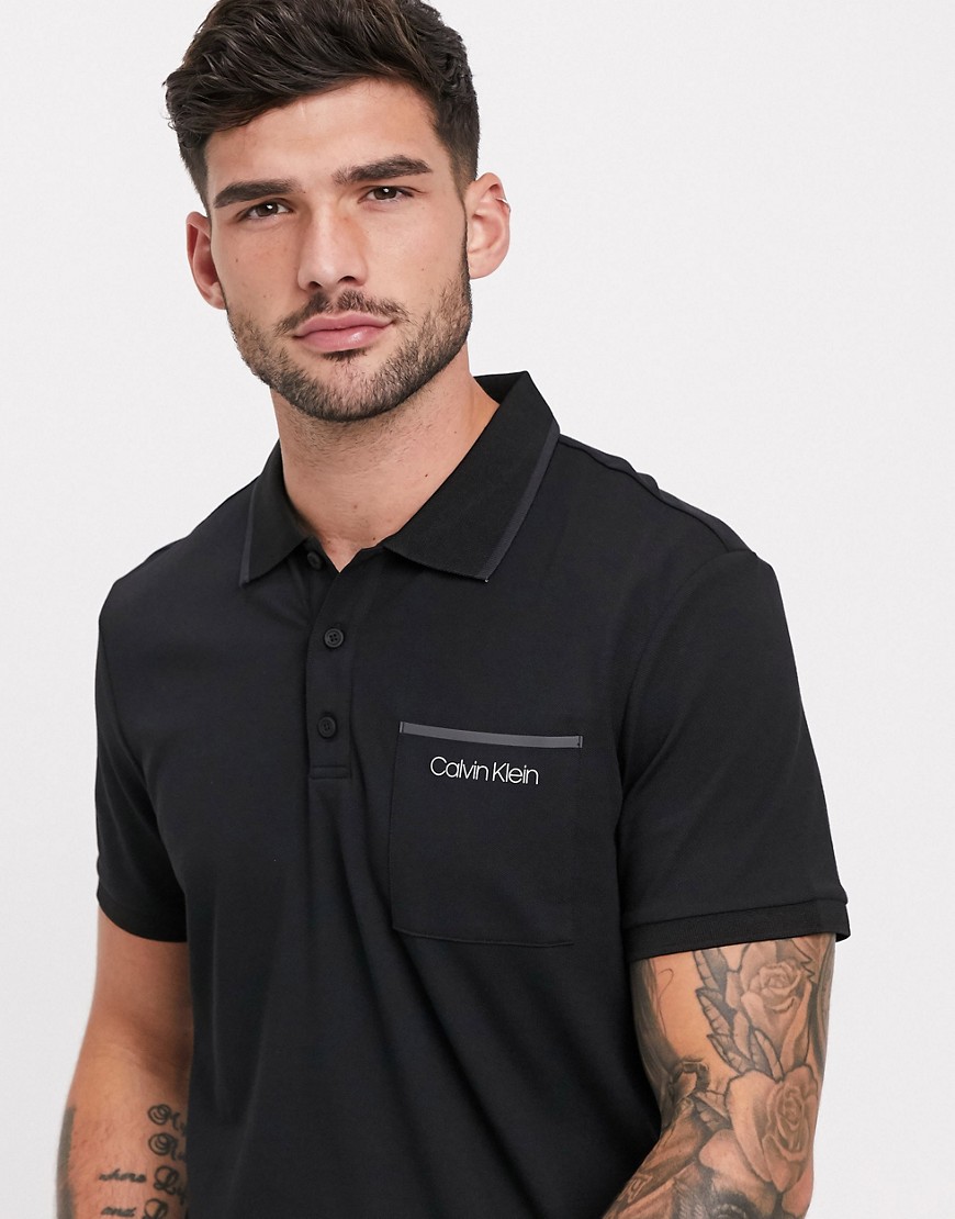 Polo shirt by Calvin Klein Casual, meet smart Polo collar Partial button placket Single chest pocket