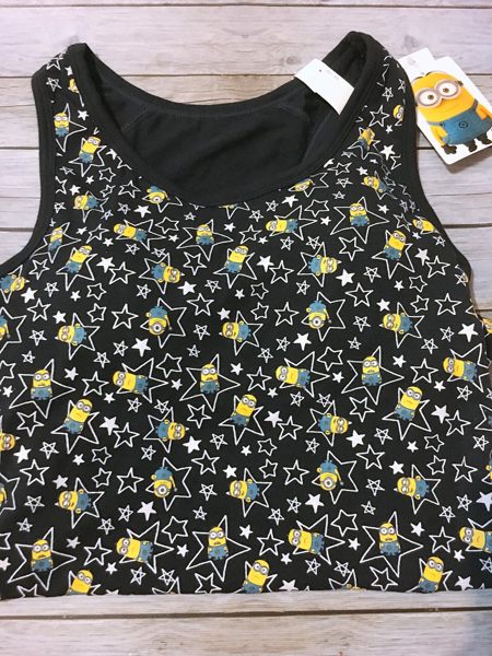 【京之物語】日本環球影城小小兵Minion星星黑色女性背心M號(附罩杯)-現貨