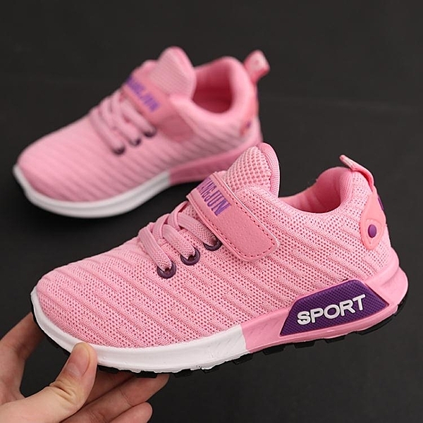 春季新品韓版透氣鏤空網鞋女童運動鞋男童休閒跑步鞋