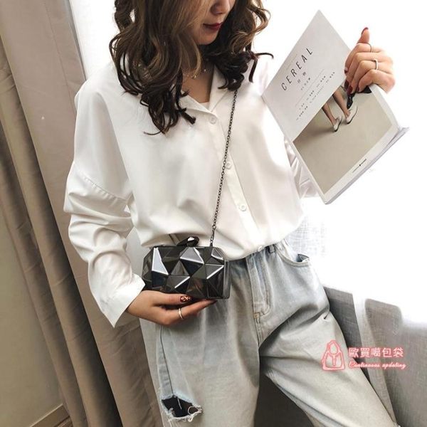 ins小包包女包2019新款個性時尚鍊條單肩包斜背包晚宴包手拿包