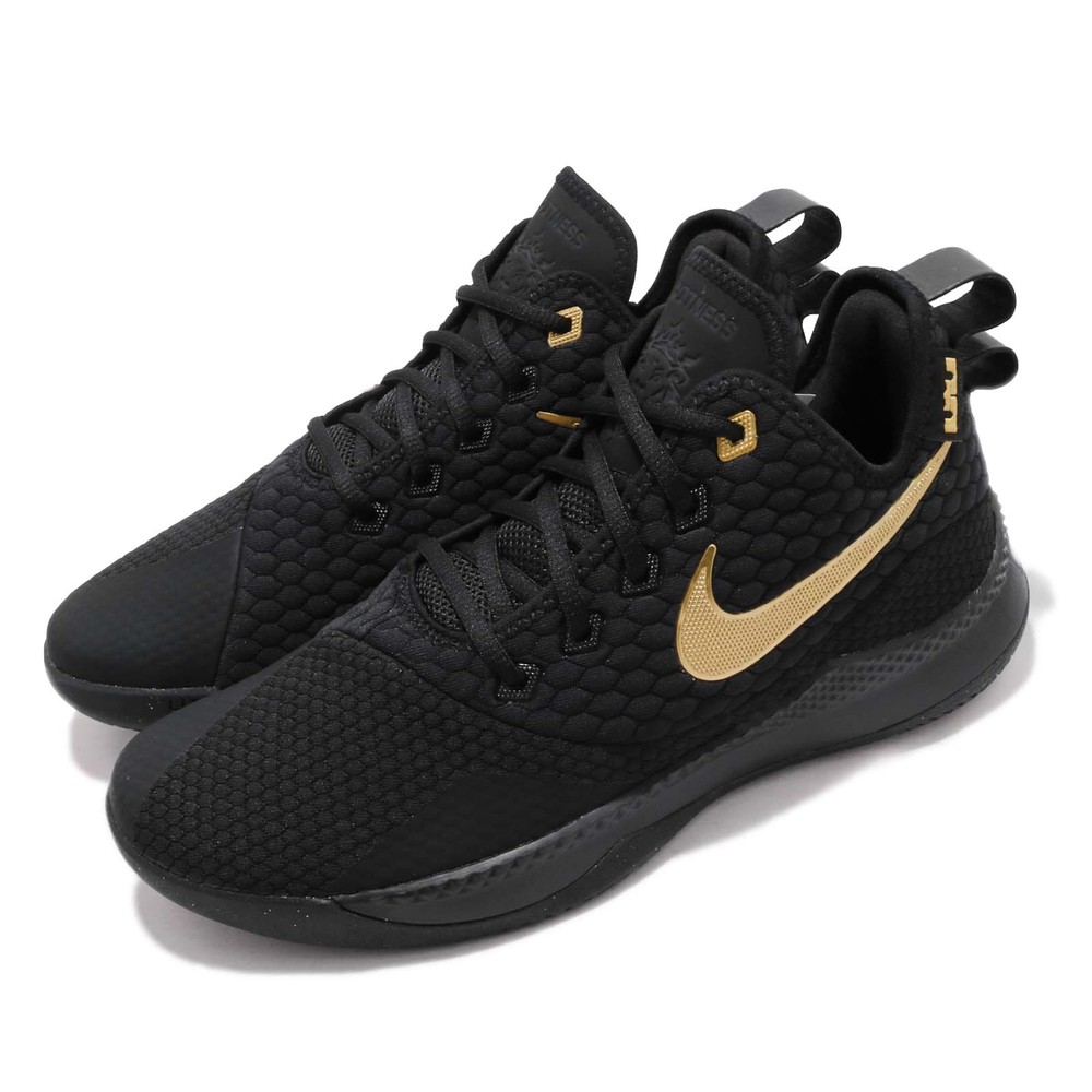 專業籃球鞋品牌:NIKE型號:AO4432-003品名:LeBron Witness III配色:黑色,金色