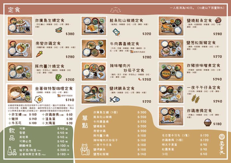 中壢,員工食堂,坐著做,坐著做員工食堂,定食,家庭料理,日式定食,日料,日本料理,桃園,炸豬排,烤魚,菜單 @跟著Julie一起走吧