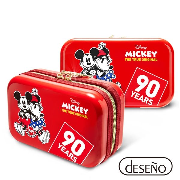 Deseno Disney 迪士尼 米奇系列 90週年 限量 紀念 手拿包 收納盥洗包 化妝包 航空硬殼包 201 愛心紅