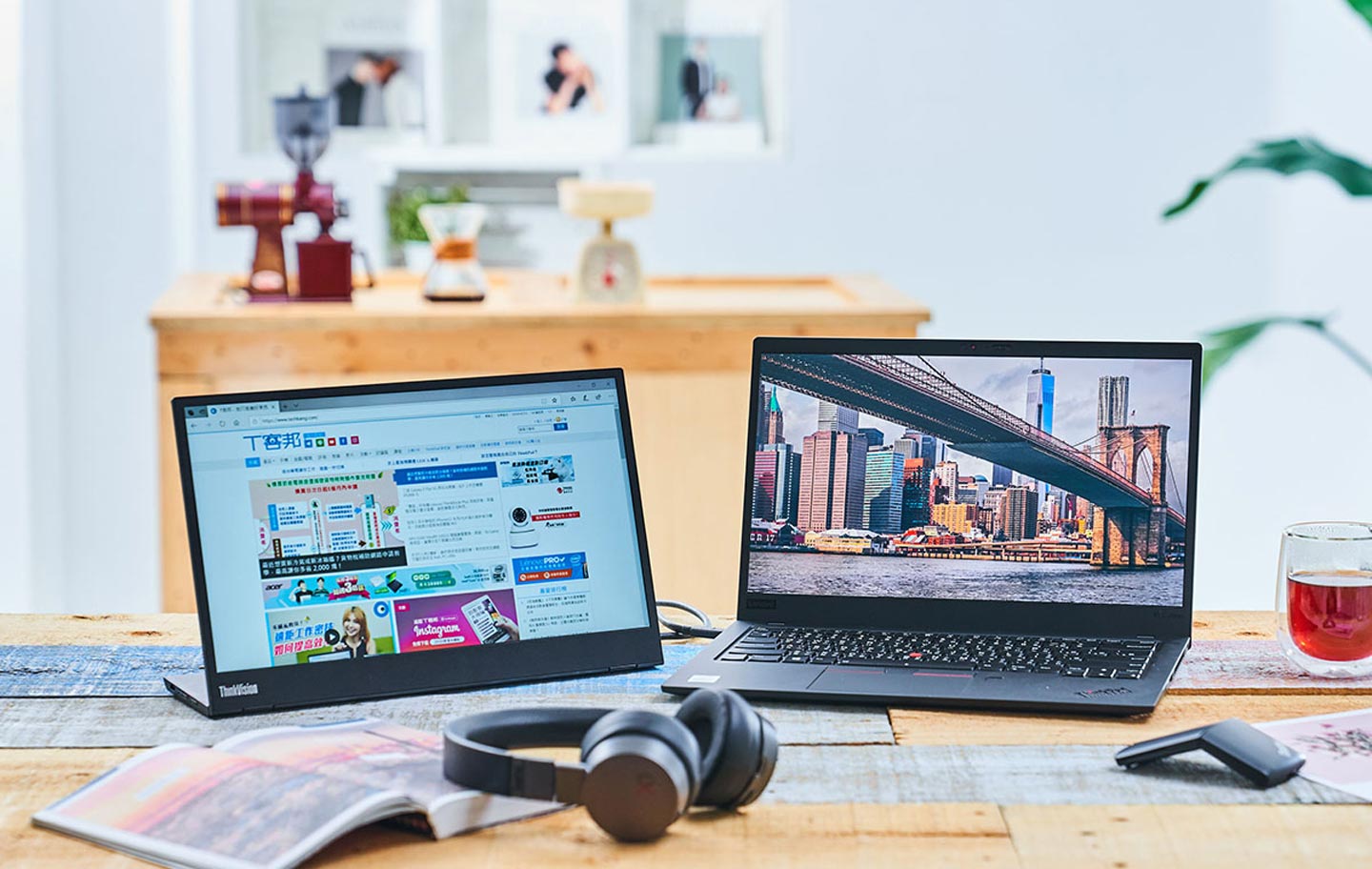第八代 ThinkPad X1 Carbon 搭配同系列的 ThinkPad X1 簡報器滑鼠、 ThinkPad X1 ANC 主動降噪耳機與 ThinkVision M14 可攜式螢幕，將可為您帶來最佳的行動商務體驗 ！