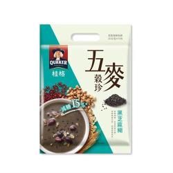 【QUAKER 桂格】五麥穀珍-黑芝麻糊 30g*10包(營養高纖 減糖15%)