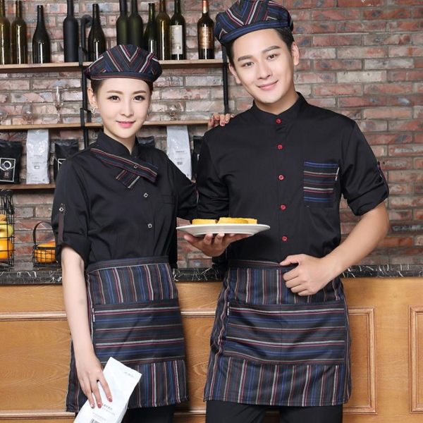 服務員服 咖啡西餐廳服務員工作服長袖女烘焙快餐店火鍋酒店餐飲制服短袖【快速出貨八折搶購】
