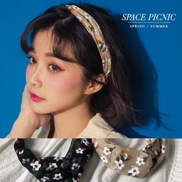 髮帶 飾品 Space Picnic｜復古碎花雪紡扭結髮帶(現+預)【C19064013】