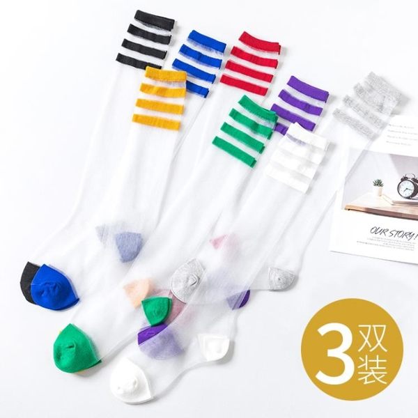 全館83折小腿襪夏季薄款透明襪子女涼鞋水晶襪長襪隱形中筒玻璃絲襪及膝襪