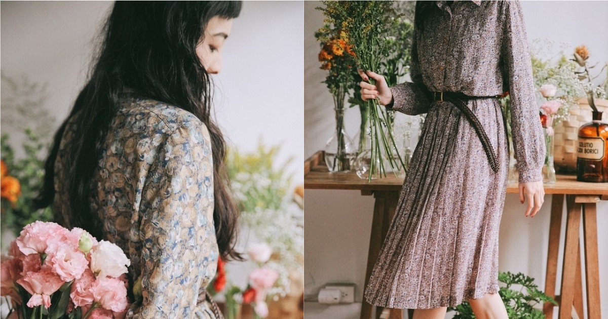 現在正是穿上長袖印花洋裝的時候！清爽、復古、率性 3 種個性款的單品推薦