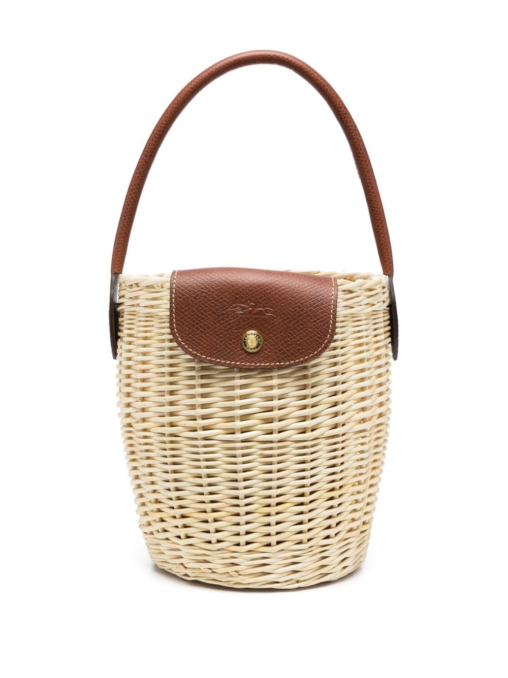 Longchamp - Épure bucket bag - women - Wicker/Calf Leather - One Size - Neutrals