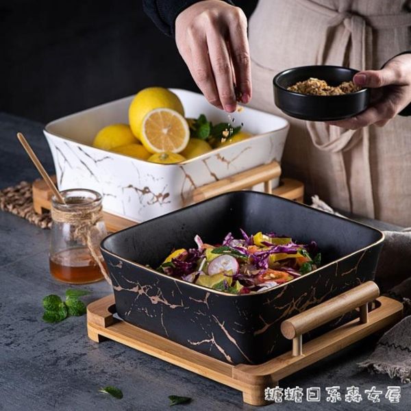 水果盤北歐風格 創意果盤零食盤家用現代客廳陶瓷方形水果沙拉碗