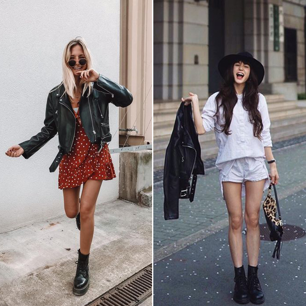 馬汀靴 馬汀靴穿搭 馬丁靴女 皮衣穿搭 紳士帽穿搭