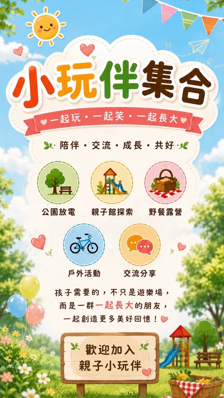 親子小玩伴集合｜爸媽交流・週末親子出遊・聚餐揪團