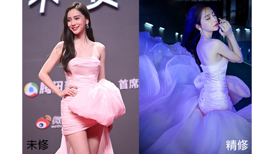 女星紅毯造型未修vs精修3：楊穎Angelababy