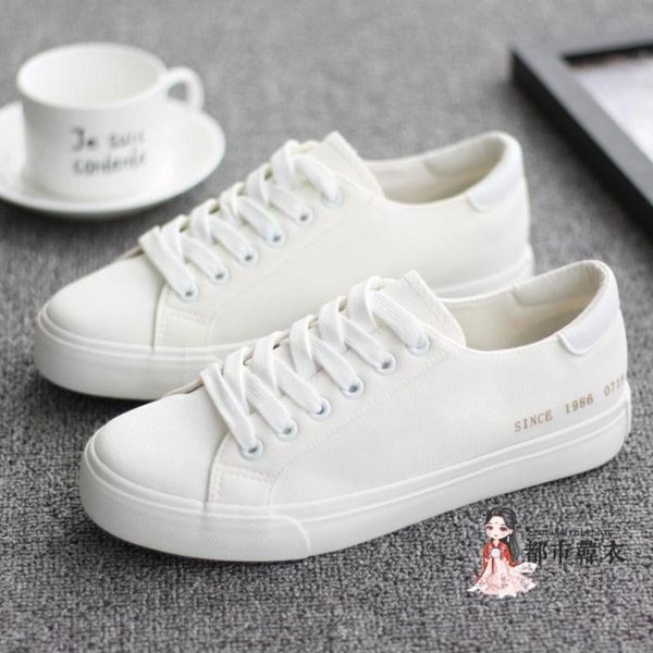 帆布鞋女休閒百搭球鞋秋季新款2019韓版潮流學生小白鞋子