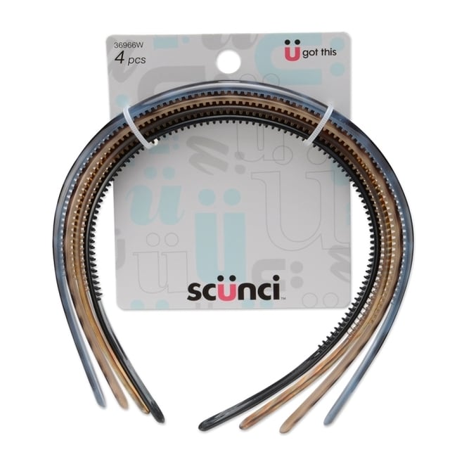 詳細介紹 scunci舒適細髮箍(藍黑/咖啡/微透明/黑色)4入36966W scunci舒適細髮箍-藍黑/咖啡/微透明/黑色4入，細版髮箍，內置2排小型齒梳，加強抓力不易滑脫! 商品規格 商品簡述 