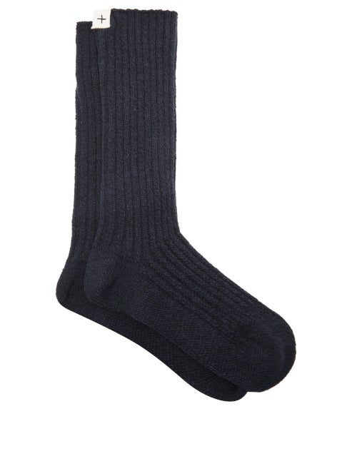 Jil Sander - Logo-tab Wool Socks - Womens - Navy