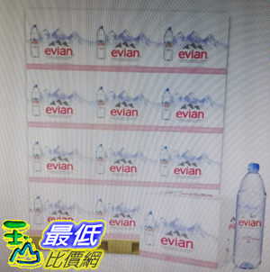 [COSCO代購 如果售完謹致歉意] W1117407 Evian 天然礦泉水 1250毫升 X 12瓶 X 44箱