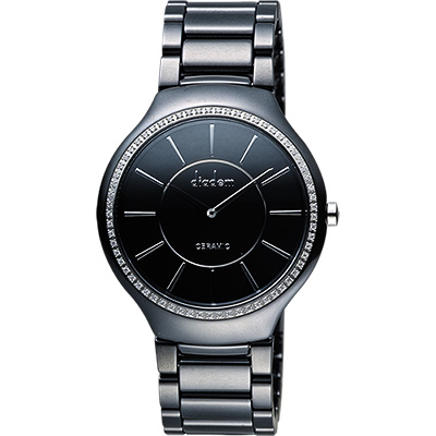 原廠公司貨精密陶瓷材質藍寶石水晶玻璃愛情雕刻底蓋時、分、雙針顯示料號：8D1601-611DD-D