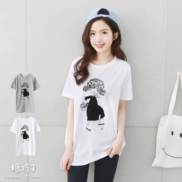 《預購》糖罐子韓品捲髮女孩造型上衣【E43303】