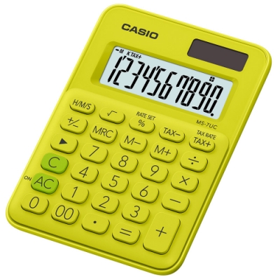 CASIO 10位元甜美馬卡龍迷你型計算機(MS-7UC-YG)-芥末黃
