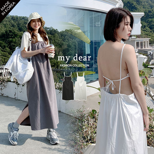 042415♦ 有口袋/無內裡/側開叉/後綁帶可調/肩帶不可調