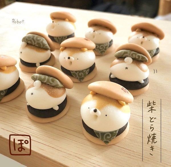 柴どら焼き」「ハスキーのドーナツ」粘土作品が可愛すぎ（いぬのきもち