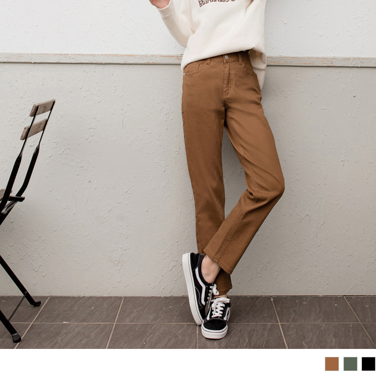 高含棉休閒好搭素面直筒褲