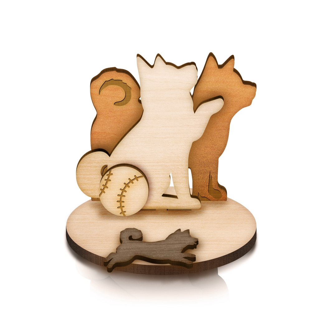 三色柴犬手機/平板座/名片座