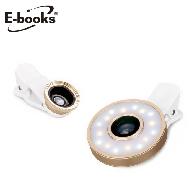 E-books N42 六合一LED美顏自拍補光燈鏡頭組-白