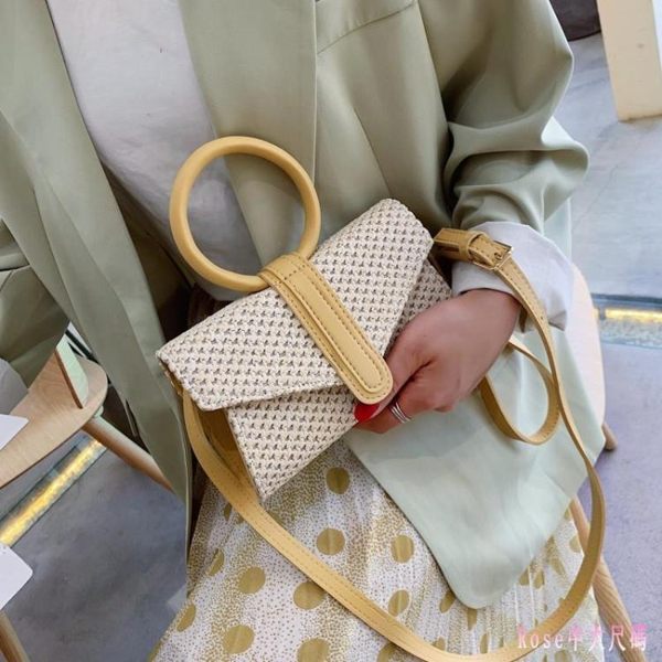 4色系草編包 手提女包2019新款簡約風人氣款拼色夏季歐美時尚編織包 DR24092【Rose中大尺碼】