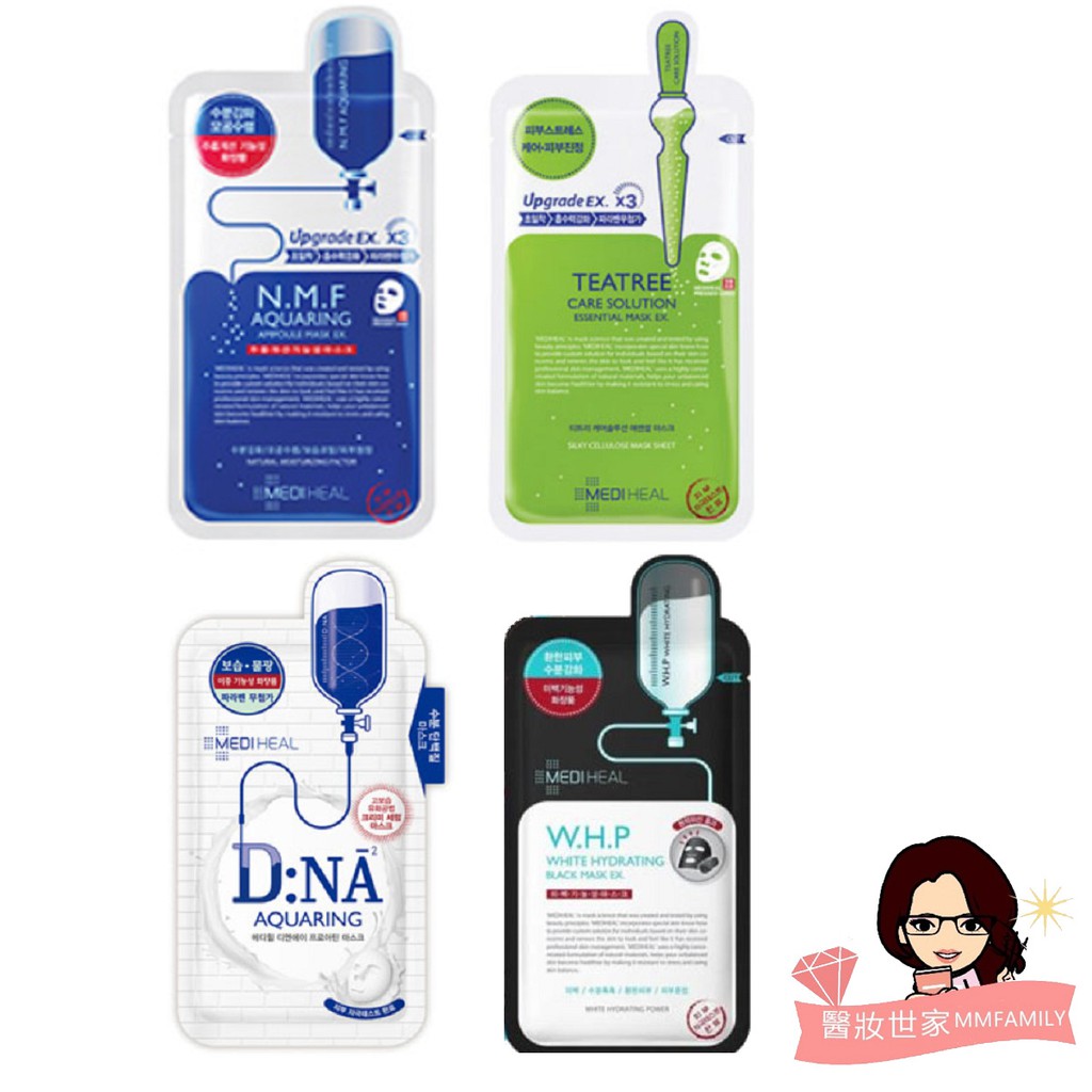 **醫妝世家為合法美妝醫藥材門市 請安心購買** 此款面膜，目前有四款，都是加強保濕成分的唷! 【商品規格】 商品名稱:韓國MEDIHEAL 面膜 商品規格: 單片規格 商品款式: 高效特強/茶樹舒緩