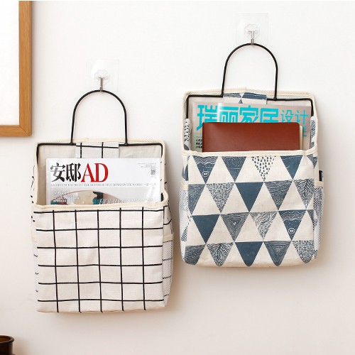 簡約棉麻布藝壁掛式雜誌儲物袋(1入)【小三美日】無附掛勾 D021225