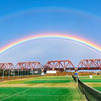 淀川河川敷赤川でテニス
