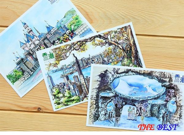 手繪 明信片 旅游 風景明信片 紀念 賀卡10張 百姓公館