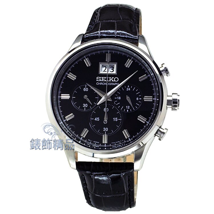 SEIKO 手錶 精工表 SPC083P2 品味卓越 黑面 大日期 黑色壓紋皮帶 男錶 【錶飾精品】