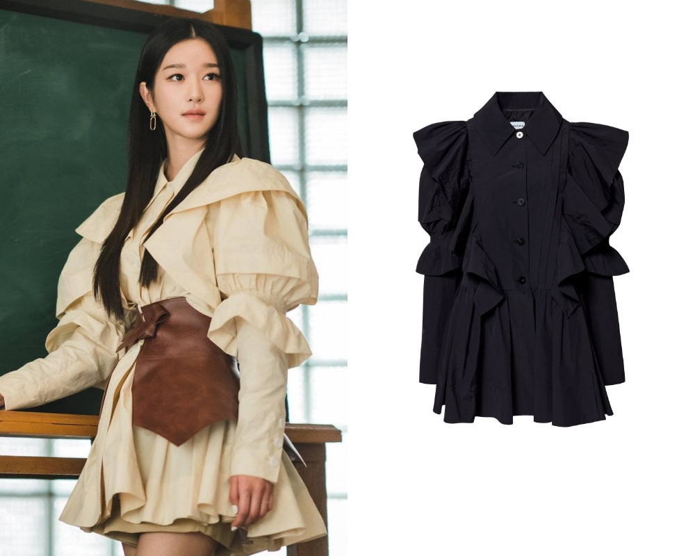 《雖然是精神病》徐睿知同款穿搭2 MINJUKIM Puffy Sleeve Jacket, Beige ₩515,000，NT.12,628