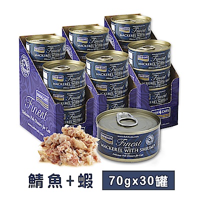 海洋之星FISH4CATS 鯖魚&蝦貓罐 70g(30罐)