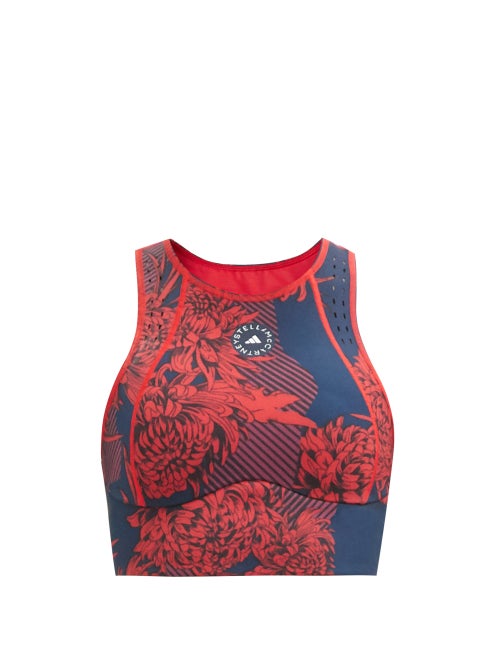 Adidas By Stella McCartney - Adidas by Stella McCartney's blue and red TruePurpose sports bra is cut