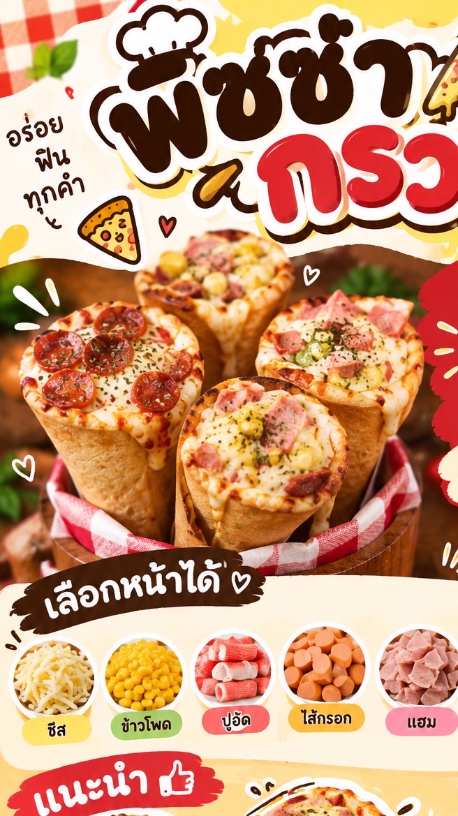 พิซซ่ากรวยไส้ทะลัก @มก กำแพงแสน