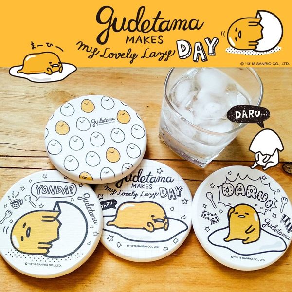 【買1送1】三麗鷗獨家授權 Sanrio 珪藻土吸水杯墊 蛋黃哥 Gudetama